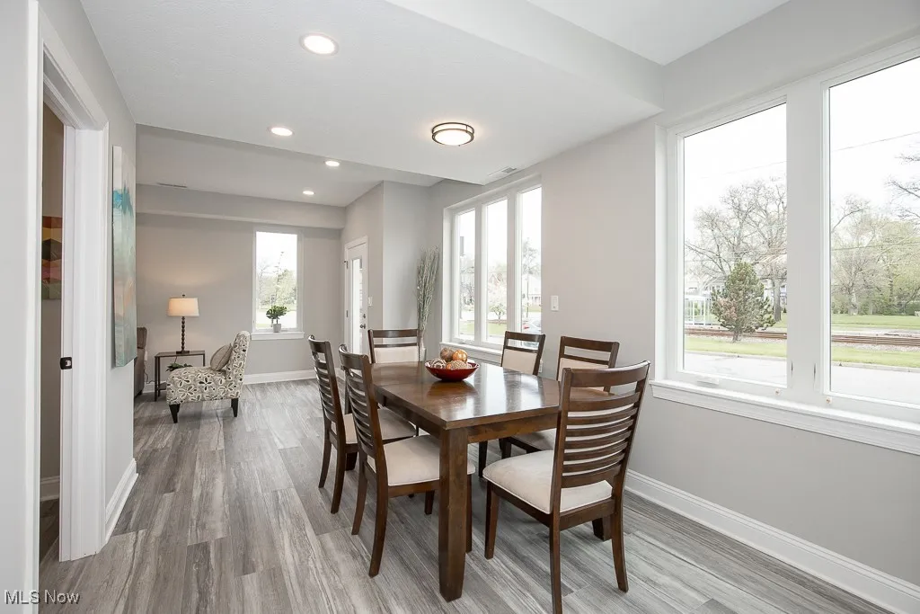 Dining space featuring a wealth of natural light and light hardwood / wood-style floors