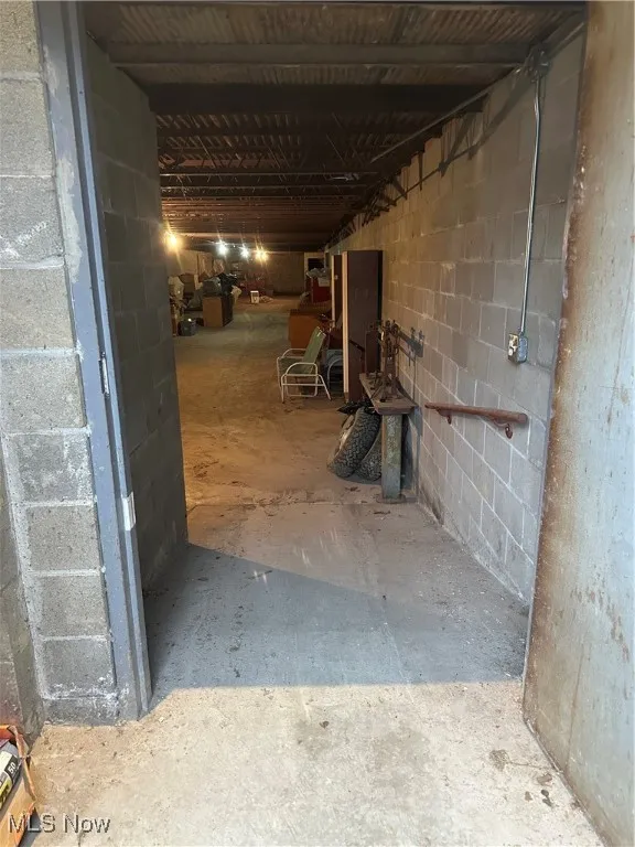 View of basement with a ramp