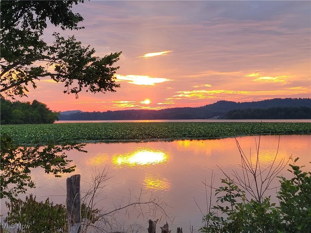 View from the house of the sunset on the lake