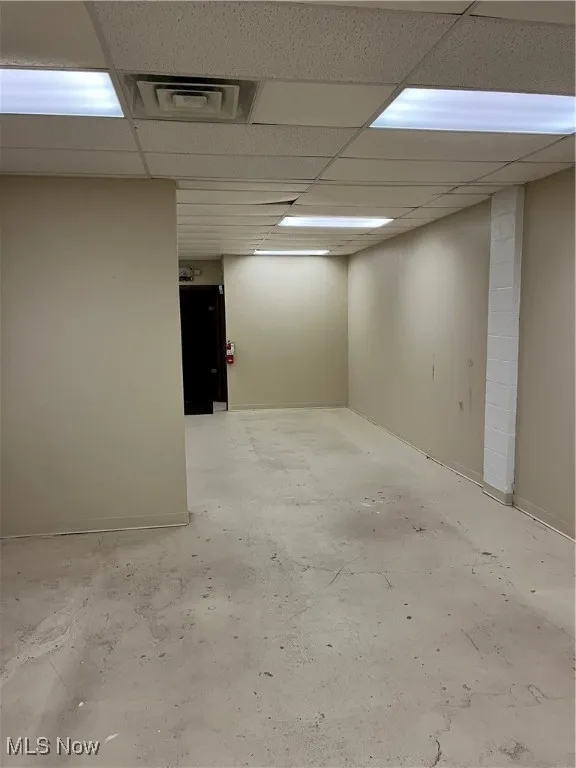Basement with a drop ceiling