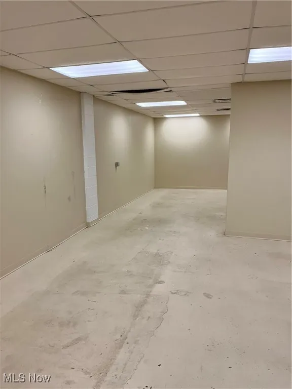 Basement with a drop ceiling
