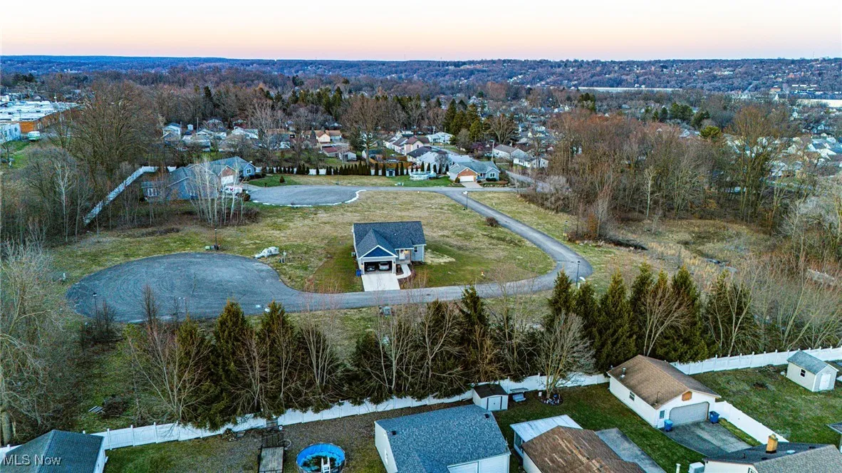 View of aerial view at dusk
