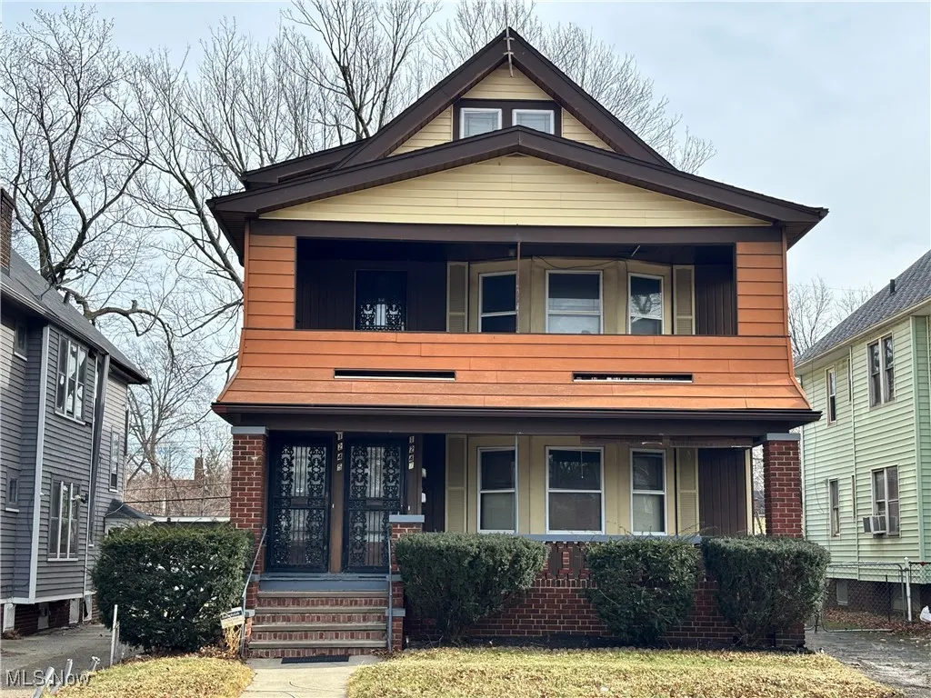 View of front of property with covered porch