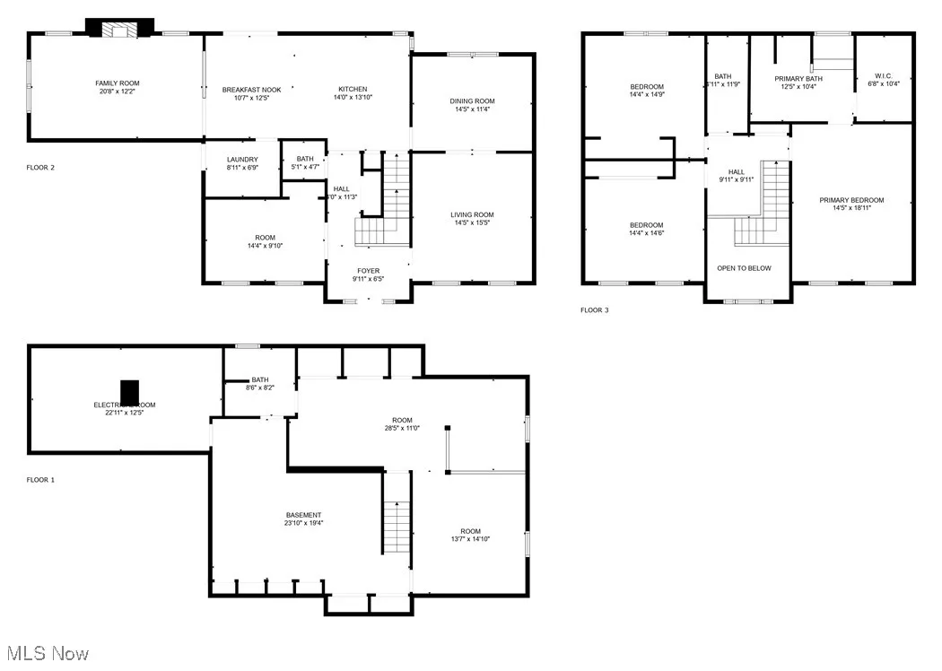 Overall floor plan for floors 1-3