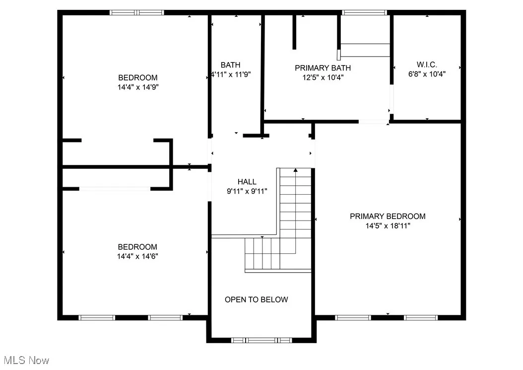 Floor plan for 2nd floor and room dimensions