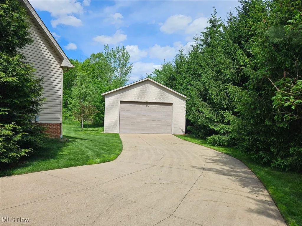 View of detached garage