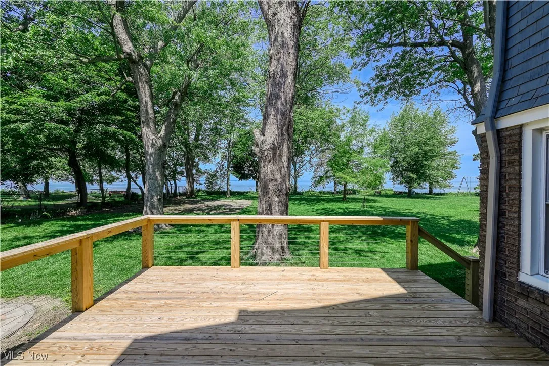 Wooden terrace overlooking the lake