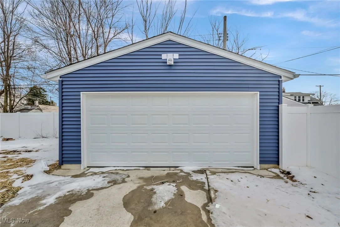 View of snow covered garage