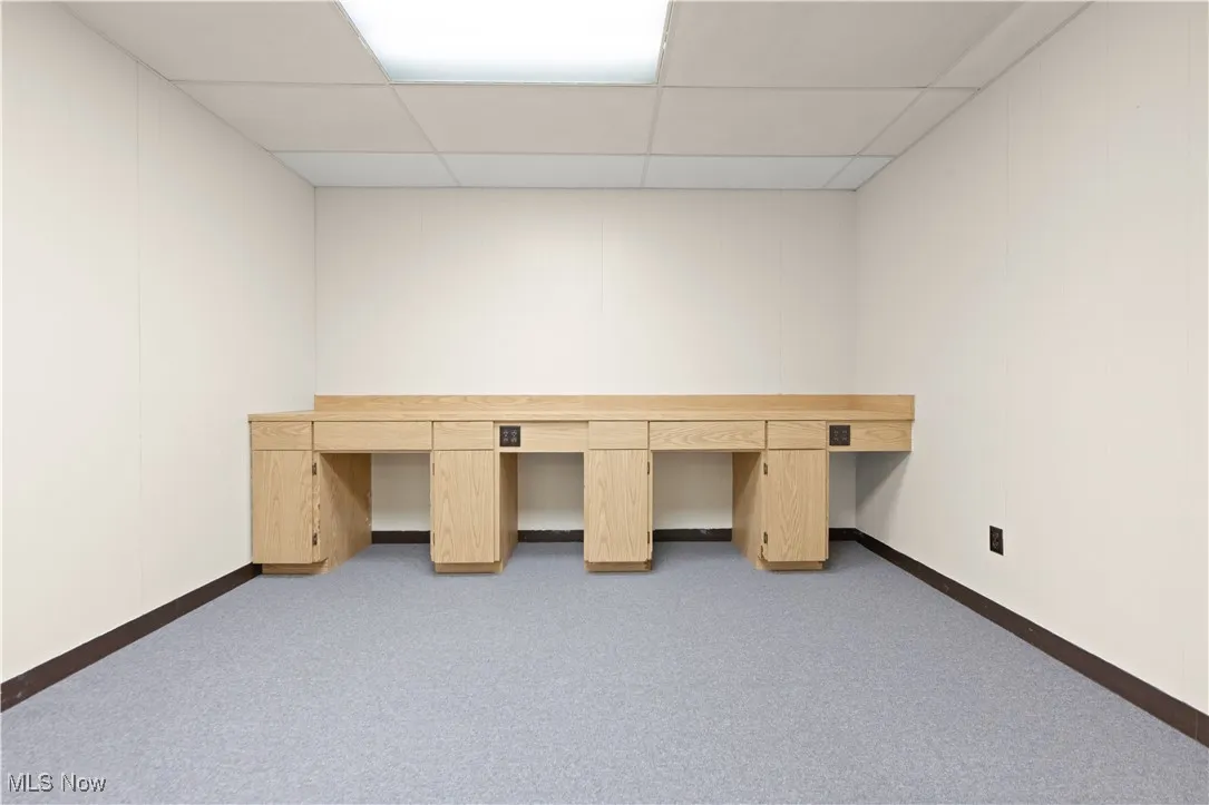 Unfurnished office featuring a drop ceiling and carpet floors