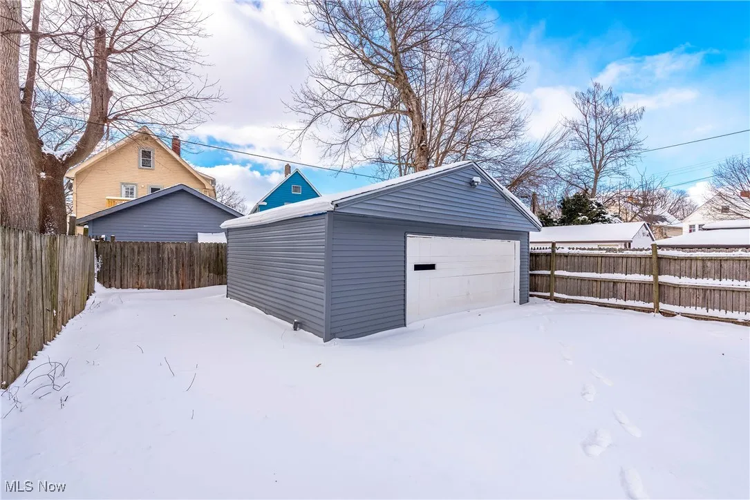 View of snow covered garage
