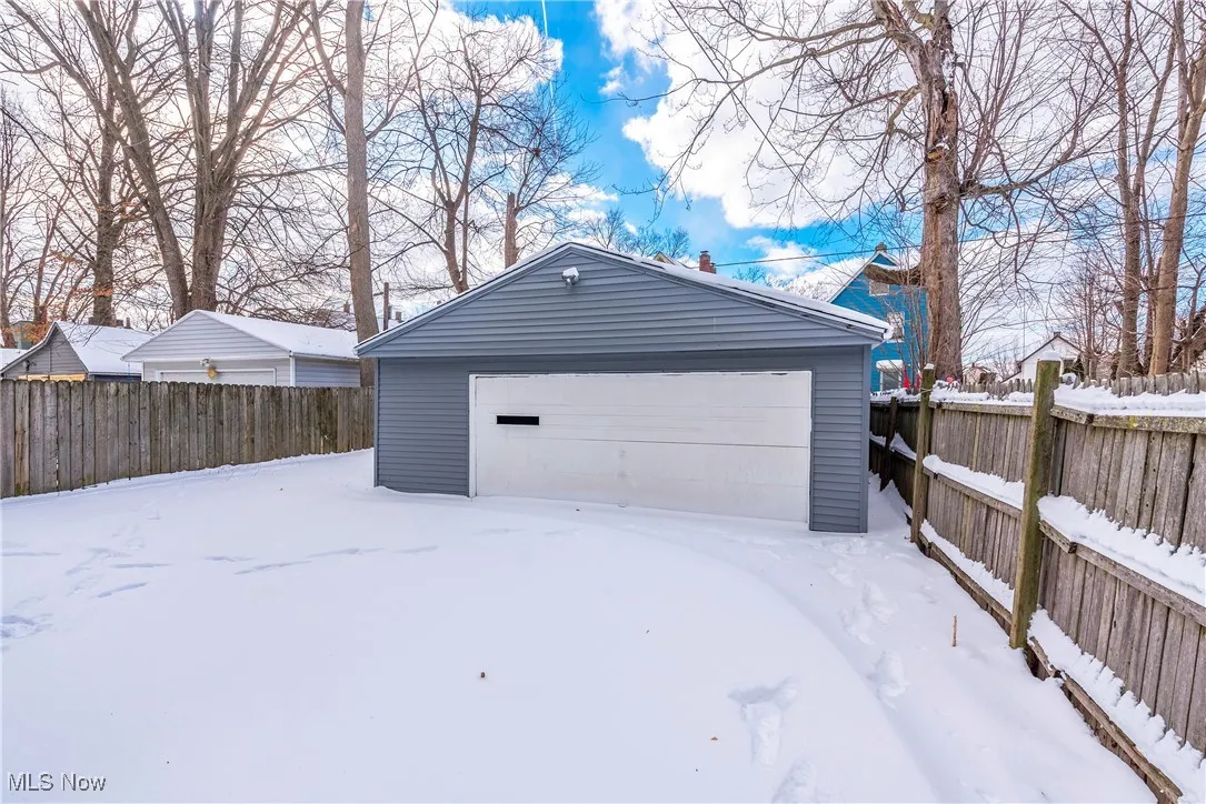 View of snow covered garage