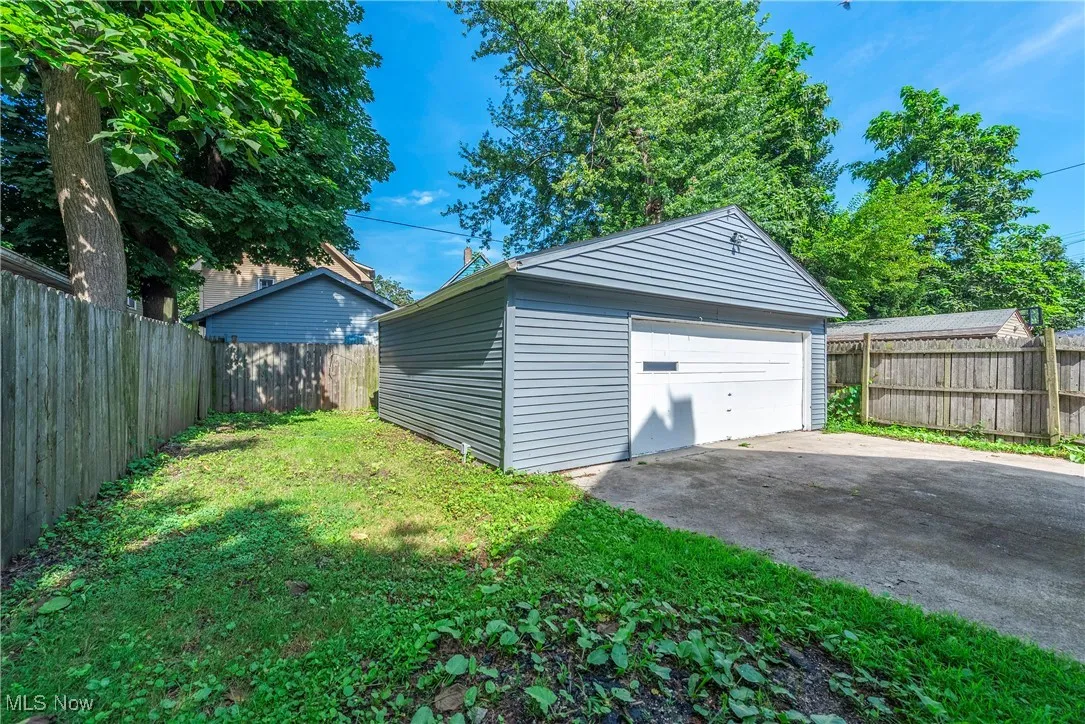 View of detached garage