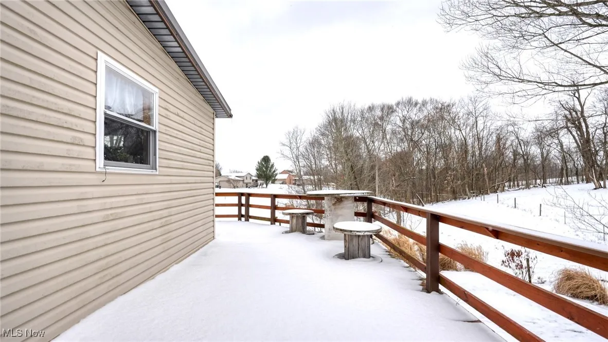 View of snow covered deck
