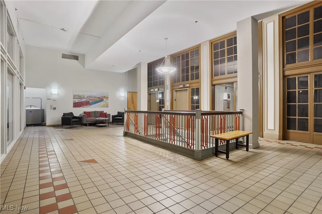 Reception featuring a towering ceiling