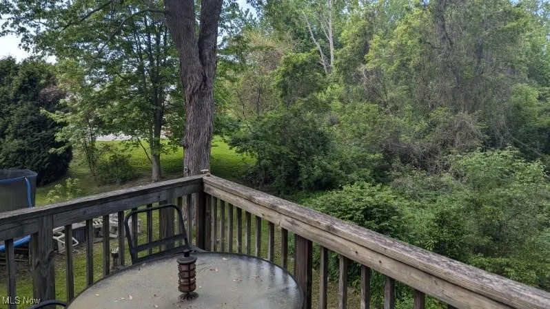 Balcony featuring a view of trees
