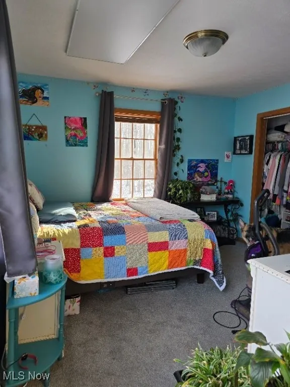Bedroom with carpet floors