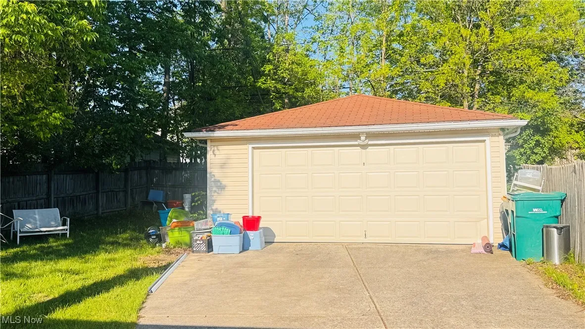 View of detached garage