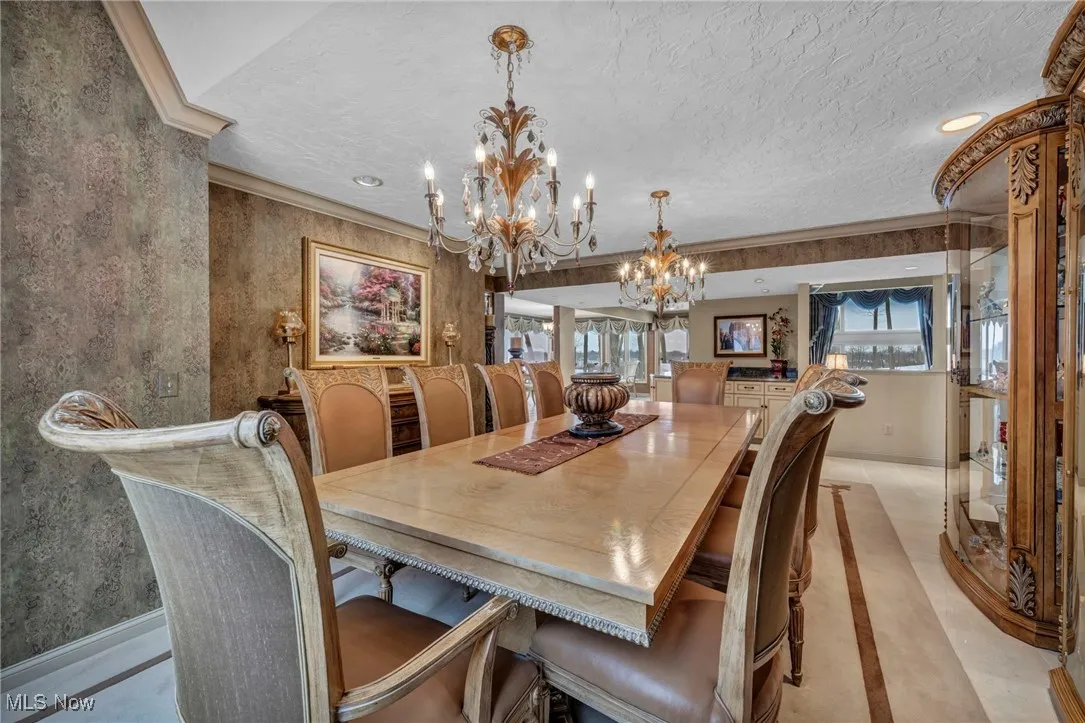 Dining room has built in buffett area.