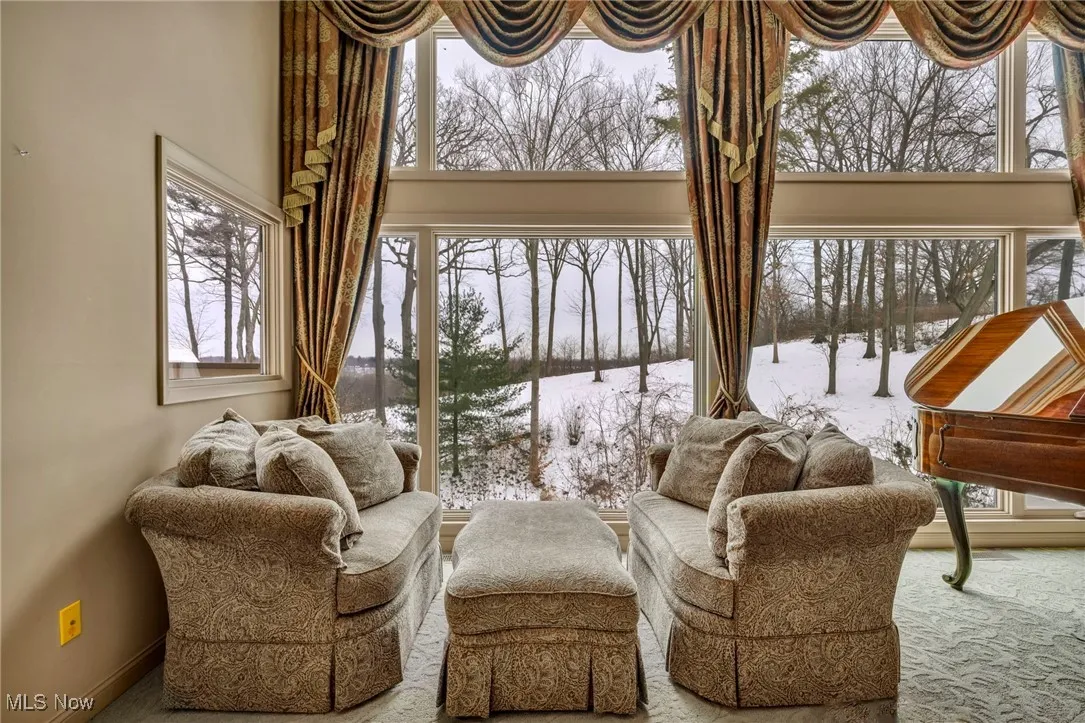 Sitting area in Great Room, overlooking your amazing ravined wooded rear paradise!