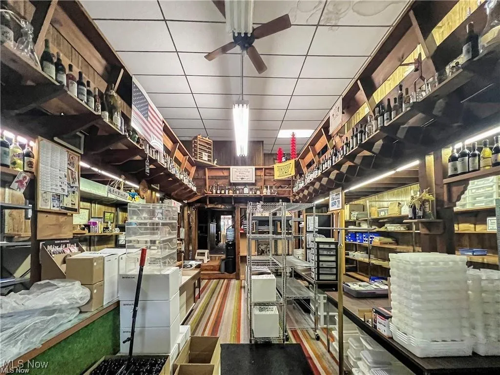 Storage room with ceiling fan