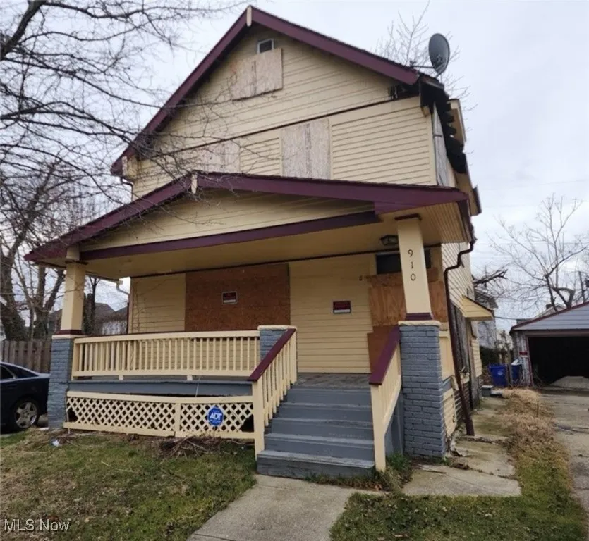 View of front of home featuring covered porch