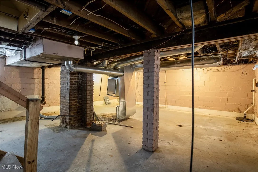 View of unfinished basement