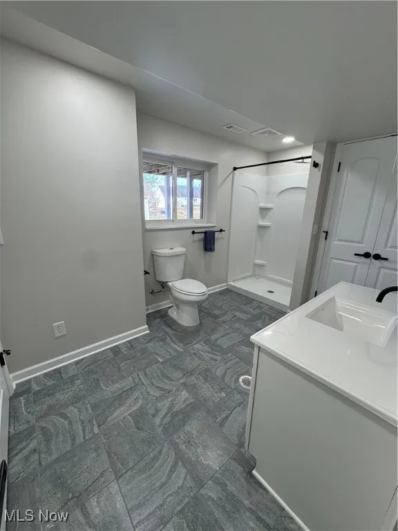 NEW full bathroom off rec room.  Complete add