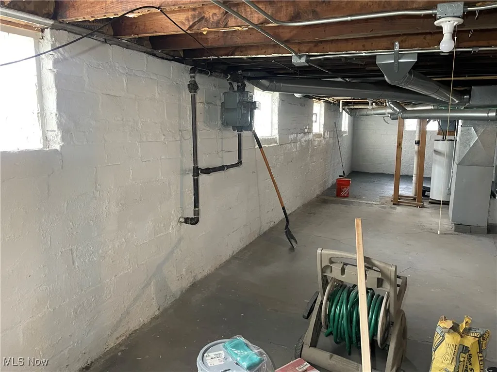 Below grade area with water heater