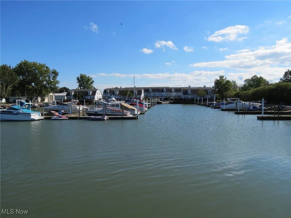 View of water feature featuring a dock