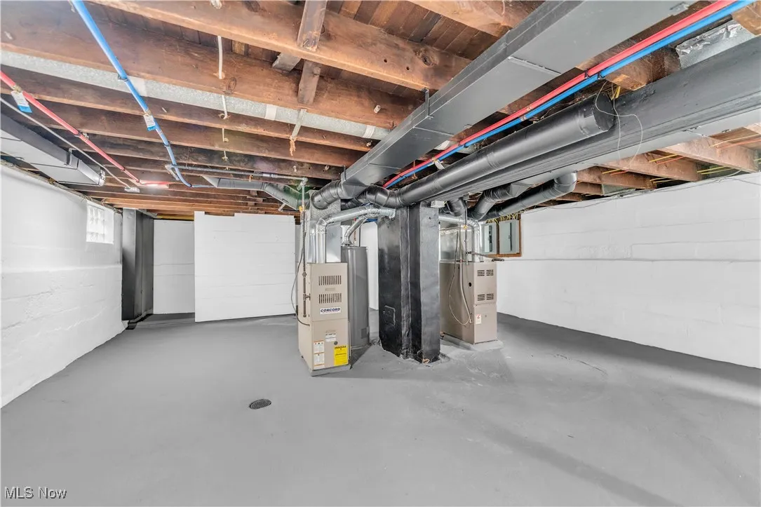 Basement with heating unit