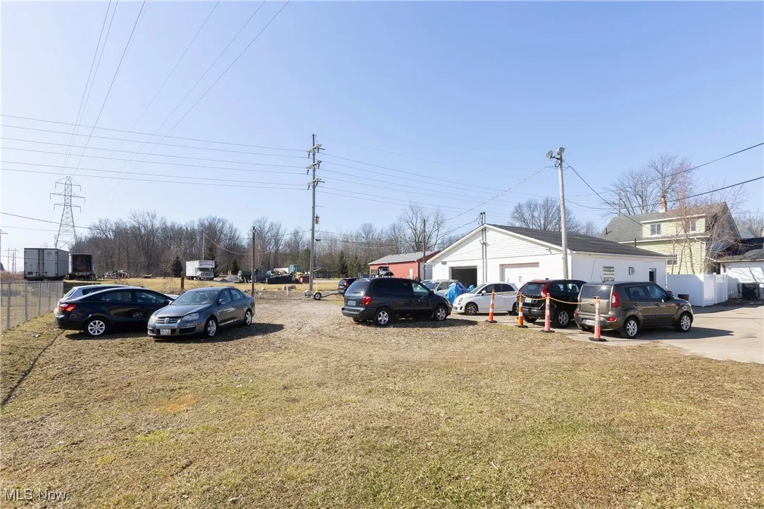 View of parking with fence