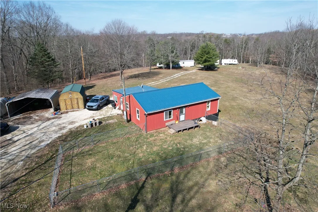 Drone / aerial view with a forest view