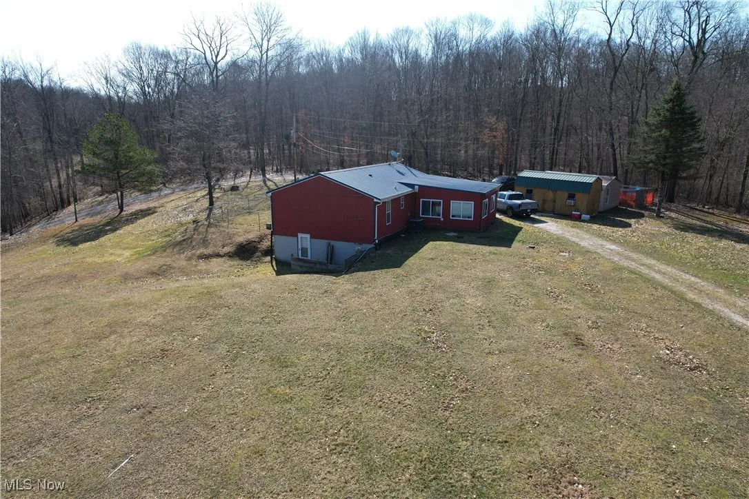 Aerial view with a forest view