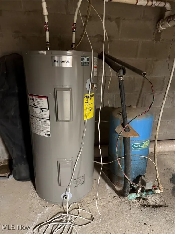 Utility room with electric water heater