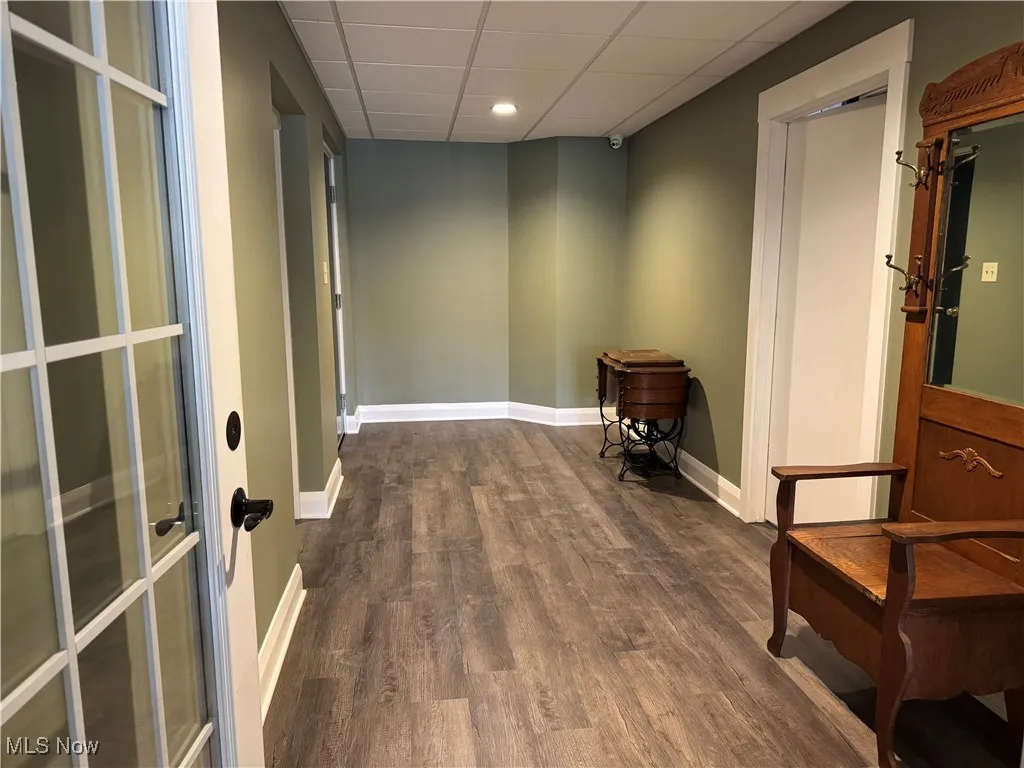 guest room entry to stairs to 3 car garage.