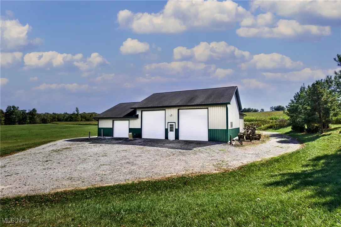 View of detached garage