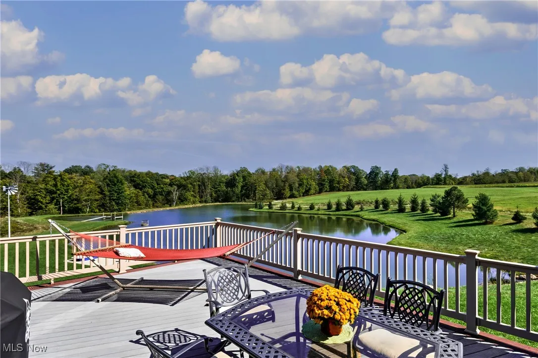 Wooden deck with a water view