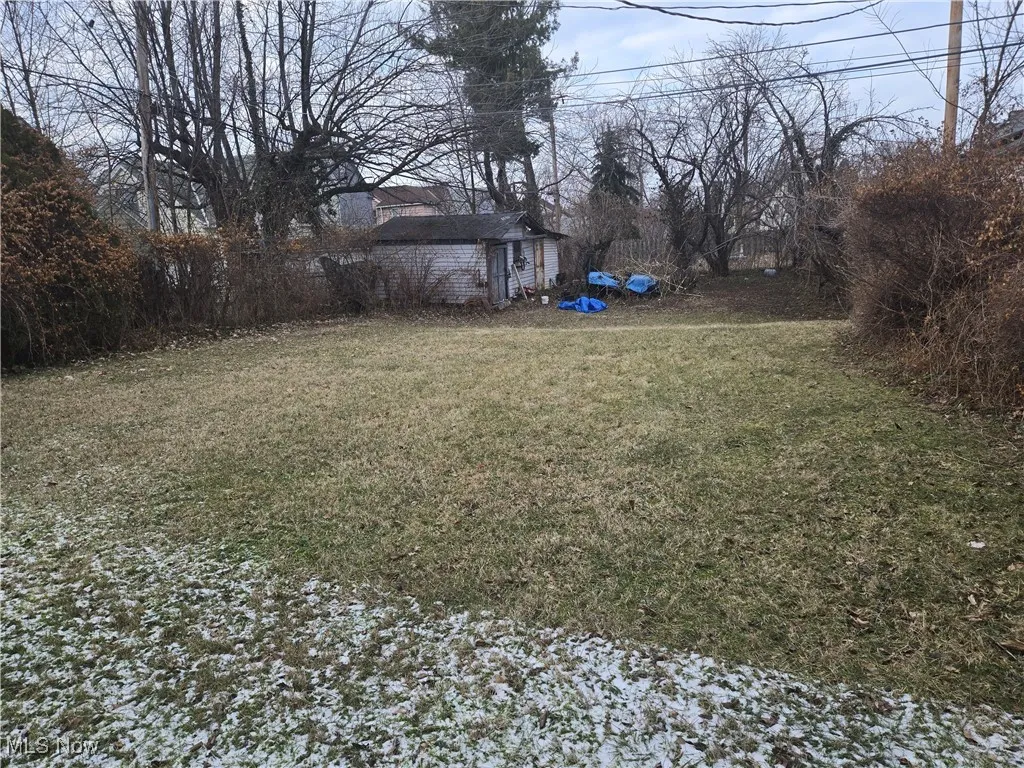 View of yard with an outbuilding
