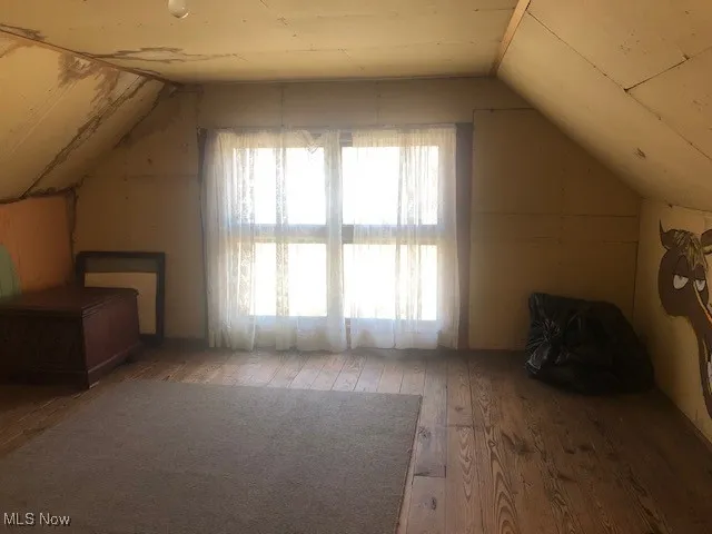 Additional living space with lofted ceiling and hardwood / wood-style floors