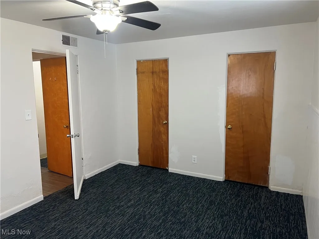 Double closet in the bedroom.