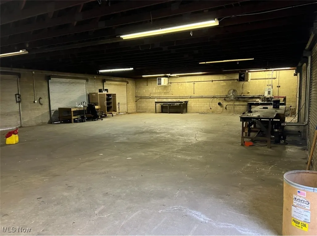 One of the Eight 2,700 sqft Garages with concrete block walls.