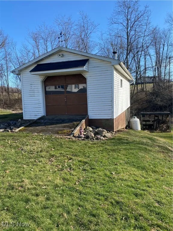 View of detached garage
