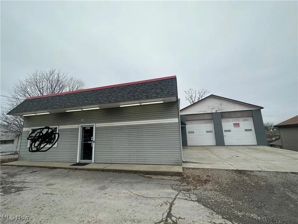 View of detached garage