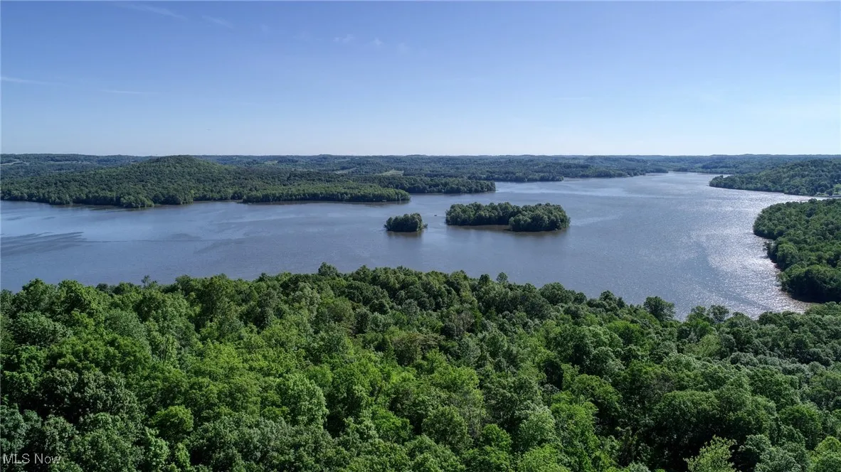 Water view with a heavily wooded area