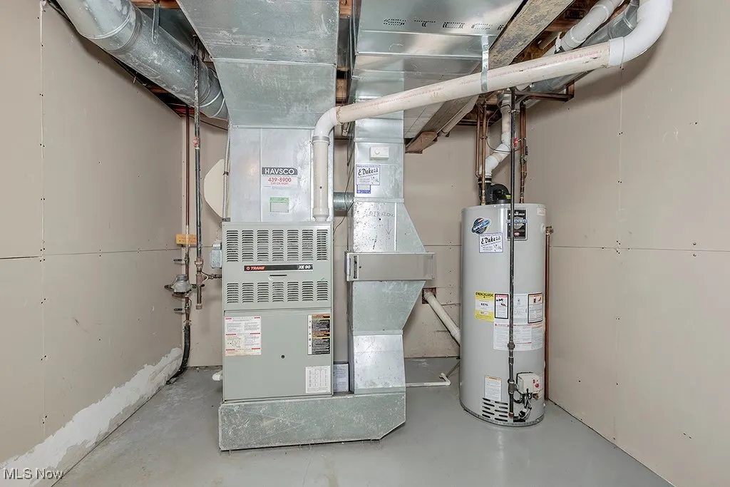 Utility room with heating unit and water heater