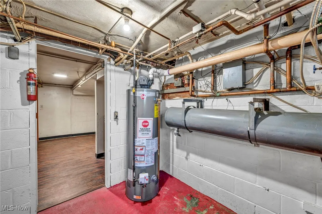 Utility room featuring water heater