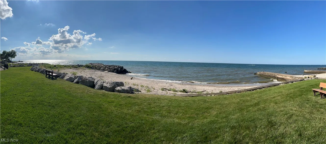 View of water feature with a view of the beach