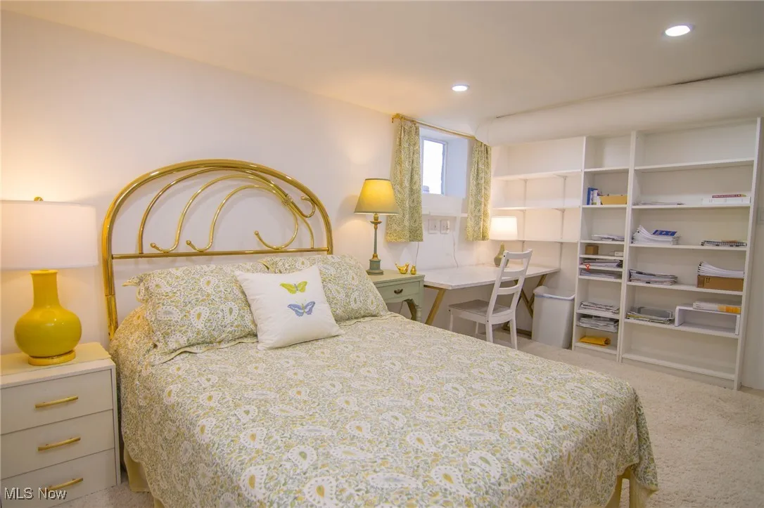 Bedroom featuring carpet flooring and recessed lighting
