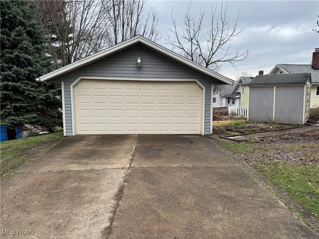 View of detached garage