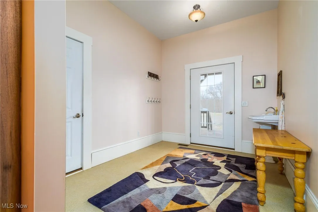 View of carpeted entrance foyer